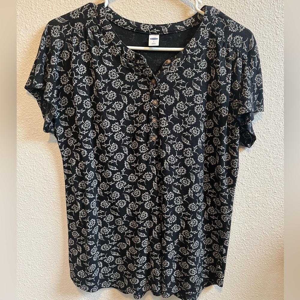 Black and white floral shirt